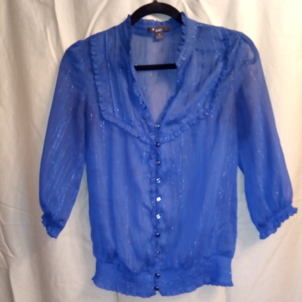 Sheer blue crop top